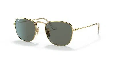 Pre-owned Ray Ban Ray-ban 0rb8157 921658 Frank Square Gold Titaniumpolarized Sunglasses In Green