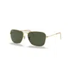 Ray Ban Caravan Sunglasses Gold Frame Green Lenses 55-15 In 001