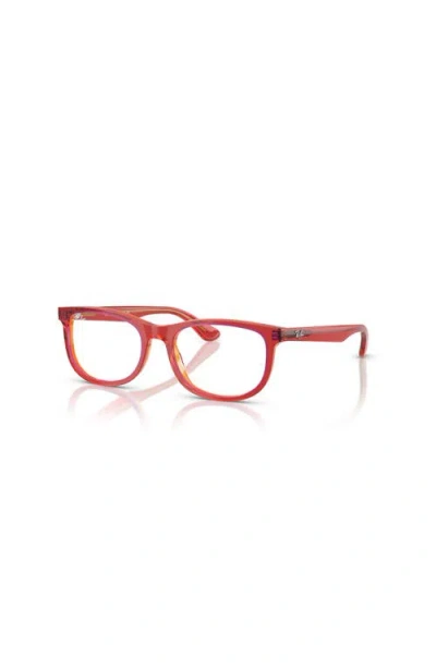 Ray Ban Ray-ban 46mm Rectangle Optical Glasses In Red