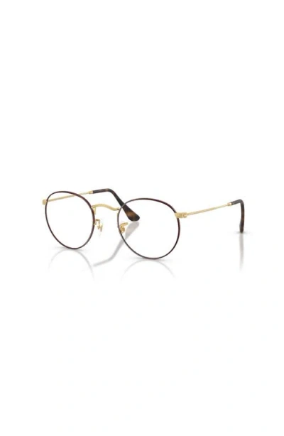 Ray Ban Ray-ban 47mm Round Optical Glasses In Brown