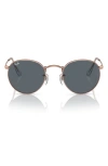 Ray Ban Ray-ban 47mm Round Sunglasses In Blue/rose Gold