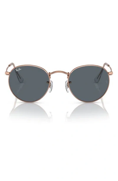 Ray Ban Ray-ban 47mm Round Sunglasses In Blue/rose Gold