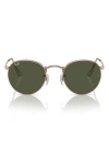 Ray Ban Round Sunglasses In Green/ Rose Gold