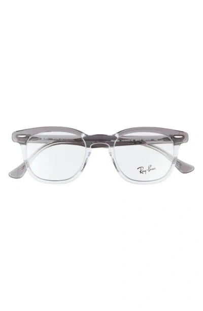 Ray Ban Ray-ban 48mm Small Blue Light Blocking Glasses In Grey Trans/clear