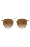 Ray Ban 49mm Gradient Round Sunglasses In Brown