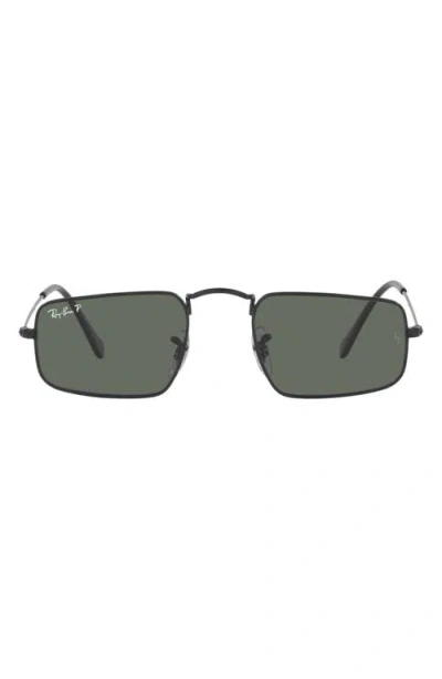 Ray Ban Ray-ban 49mm Rectangular Sunglasses In Black/polarized Green