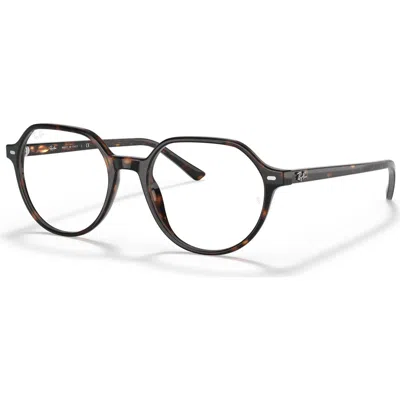 Ray Ban Ray-ban 49mm Round Optical Glasses In Brown