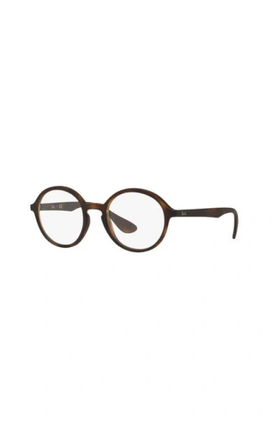 Ray Ban Ray-ban 49mm Round Optical Glasses In Brown