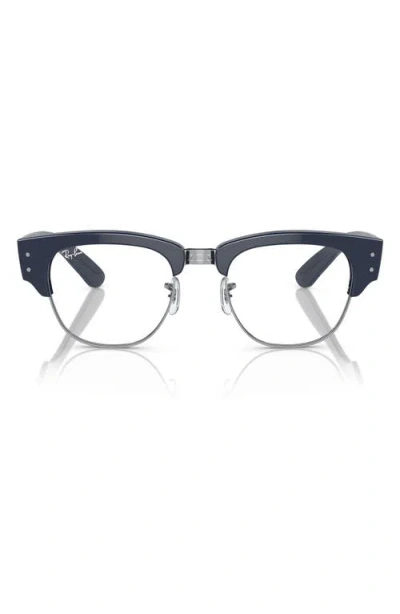Ray Ban Ray-ban 50mm Mega Clubmaster Square Optical Glasses In Silver