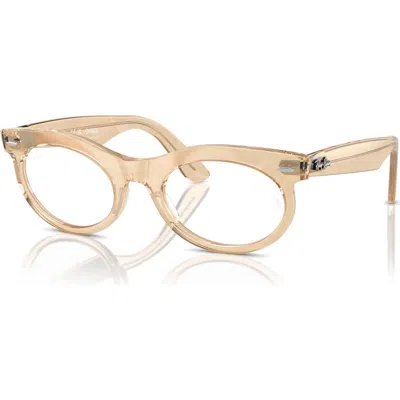 Ray Ban Ray-ban 50mm Oval Optical Glasses In Brown