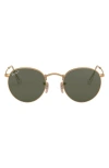 Ray Ban Ray-ban 50mm Polarized Round Sunglasses In Gold/green Solid