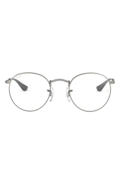 Ray Ban 50mm Round Optical Glasses In Matte Gunmetal