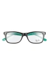 Ray Ban Ray-ban 50mm Square Optical Glasses In Black Green/clear