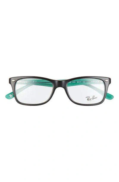 Ray Ban Ray-ban 50mm Square Optical Glasses In Black Green/clear