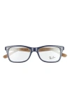 Ray Ban Ray-ban 50mm Square Optical Glasses In Blue Brown/clear