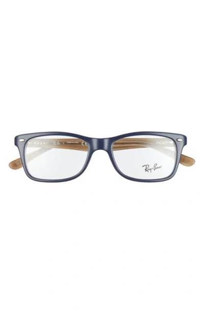 Ray Ban Ray-ban 50mm Square Optical Glasses In Blue Brown/clear