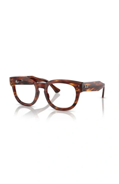 Ray Ban Ray-ban 50mm Square Optical Glasses In Brown