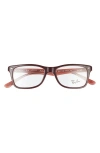 Ray Ban Ray-ban 50mm Square Optical Glasses In Brown Pink/clear