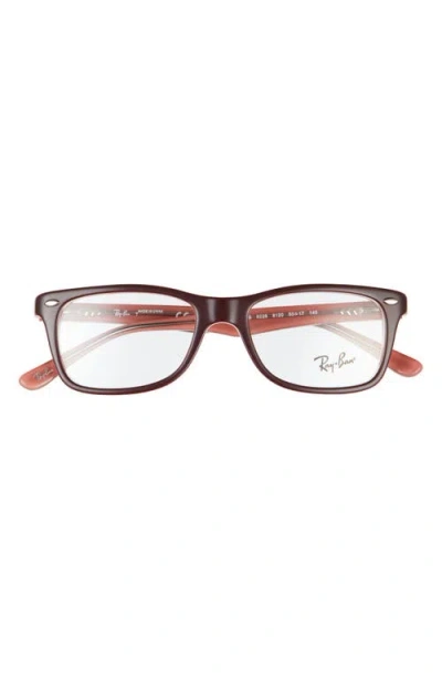 Ray Ban Ray-ban 50mm Square Optical Glasses In Brown Pink/clear