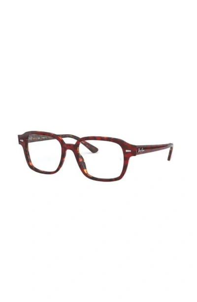 Ray Ban Ray-ban 50mm Square Optical Glasses In Burgundy