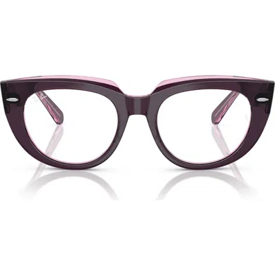 Ray Ban Ray-ban 50mm Square Optical Glasses In Violet
