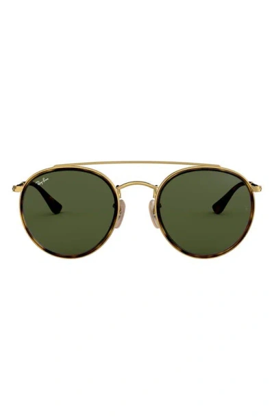 Ray Ban 51mm Aviator Sunglasses In Gold/ Green