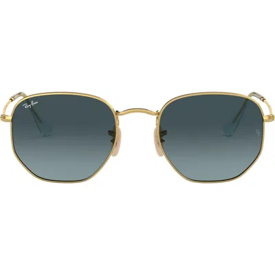 Ray Ban Ray-ban 51mm Geometric Sunglasses In Gold/blue Gradient