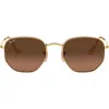 Ray Ban Ray-ban 51mm Geometric Sunglasses In Gold/brown Gradient
