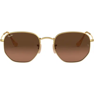 Ray Ban Ray-ban 51mm Geometric Sunglasses In Gold/brown Gradient