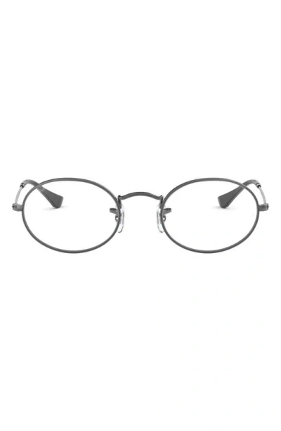 Ray Ban 51mm Oval Optical Glasses In Gunmetal