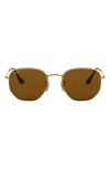 Ray Ban Ray-ban 51mm Polarized Geometric Sunglasses In Gold/brown