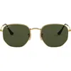 Ray Ban Ray-ban Ray-ban Polarized Hexagonal Rb3548n-001-5851-21 Gold Geometric Sunglasses In Gold/green Polar