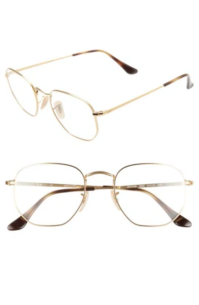 Ray Ban 51mm Round Optical Glasses In Gold