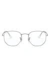 Ray Ban 51mm Round Optical Glasses In Silver