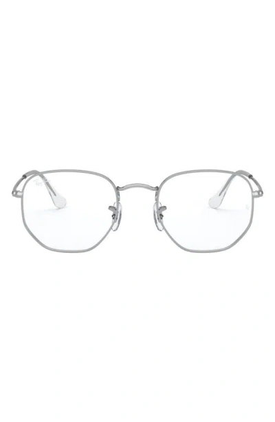 Ray Ban 51mm Round Optical Glasses In Silver
