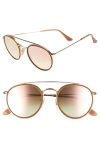 Ray Ban 51mm Round Sunglasses In Gold/ Pink