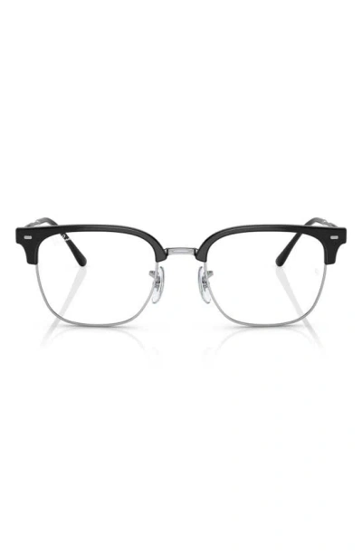 Ray Ban 51mm Square New Clubmaster In Black Silver