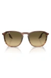 Ray Ban Rb2203 Sunglasses Striped Brown Frame Brown Lenses 55-20 In Brown