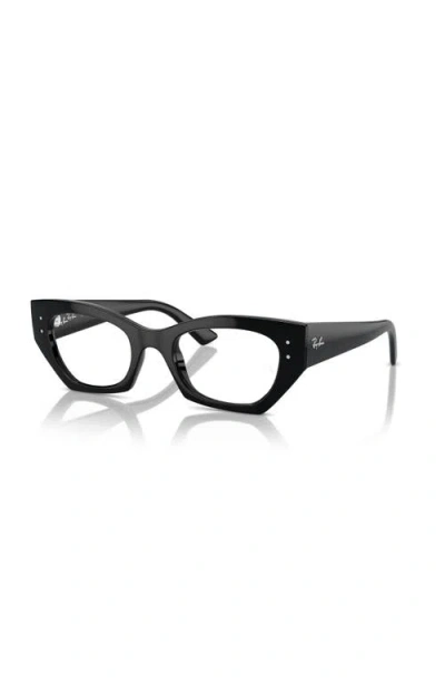 Ray Ban Ray-ban 52mm Irregular Optical Glasses In Black