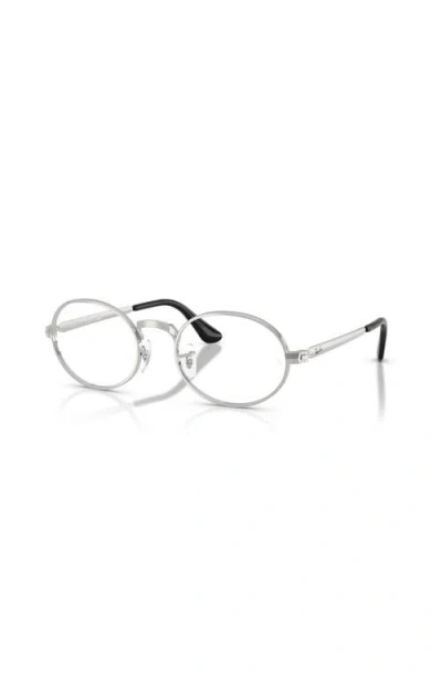 Ray Ban Ray-ban 52mm Oval Optical Glasses In Silver