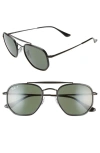Ray Ban Ray-ban 52mm Polarized Irregular Aviator Sunglasses In Black/green Solid