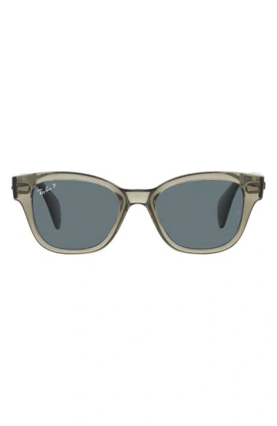 Ray Ban 52mm Polarized Square Sunglasses In Transparent Green