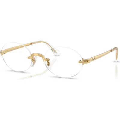 Ray Ban Ray-ban 52mm Rectangle Optical Glasses In Gold