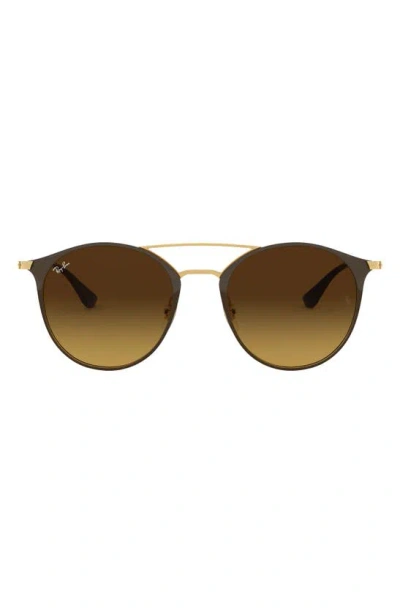 Ray Ban 52mm Round Sunglasses In Brown/ Gold