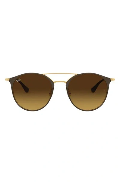 Ray Ban Ray-ban 52mm Round Sunglasses In Brown/gold