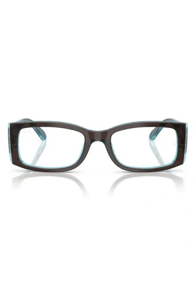 Ray Ban Ray-ban 52mm Square Optical Glasses In Blue Brown