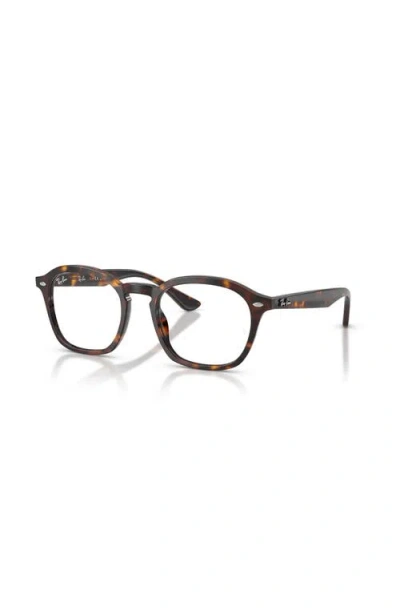 Ray Ban Ray-ban 52mm Square Optical Glasses In Brown