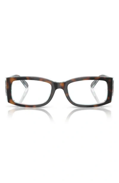 Ray Ban Ray-ban 52mm Square Optical Glasses In Dark Havana
