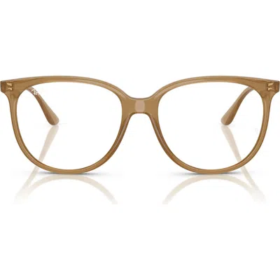 Ray Ban Ray-ban 52mm Square Optical Glasses In Light Brown