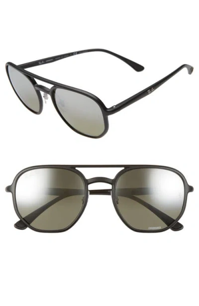 Ray Ban Ray-ban 53mm Chromance Polarized Aviator Sunglasses In Black/grey Grad Polar